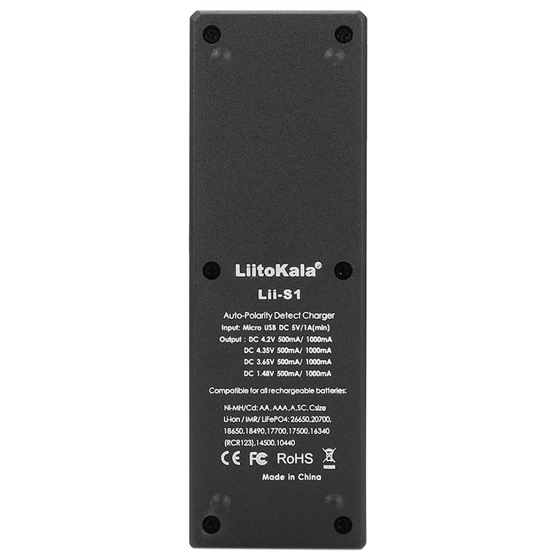 Зарядний пристрій LiitoKala Lii-S1, 1x(Lion/LiFePO4/NiMH/NiCd), 1A, Auto Polarity, Display (Lii-S1) на малюнкі №4