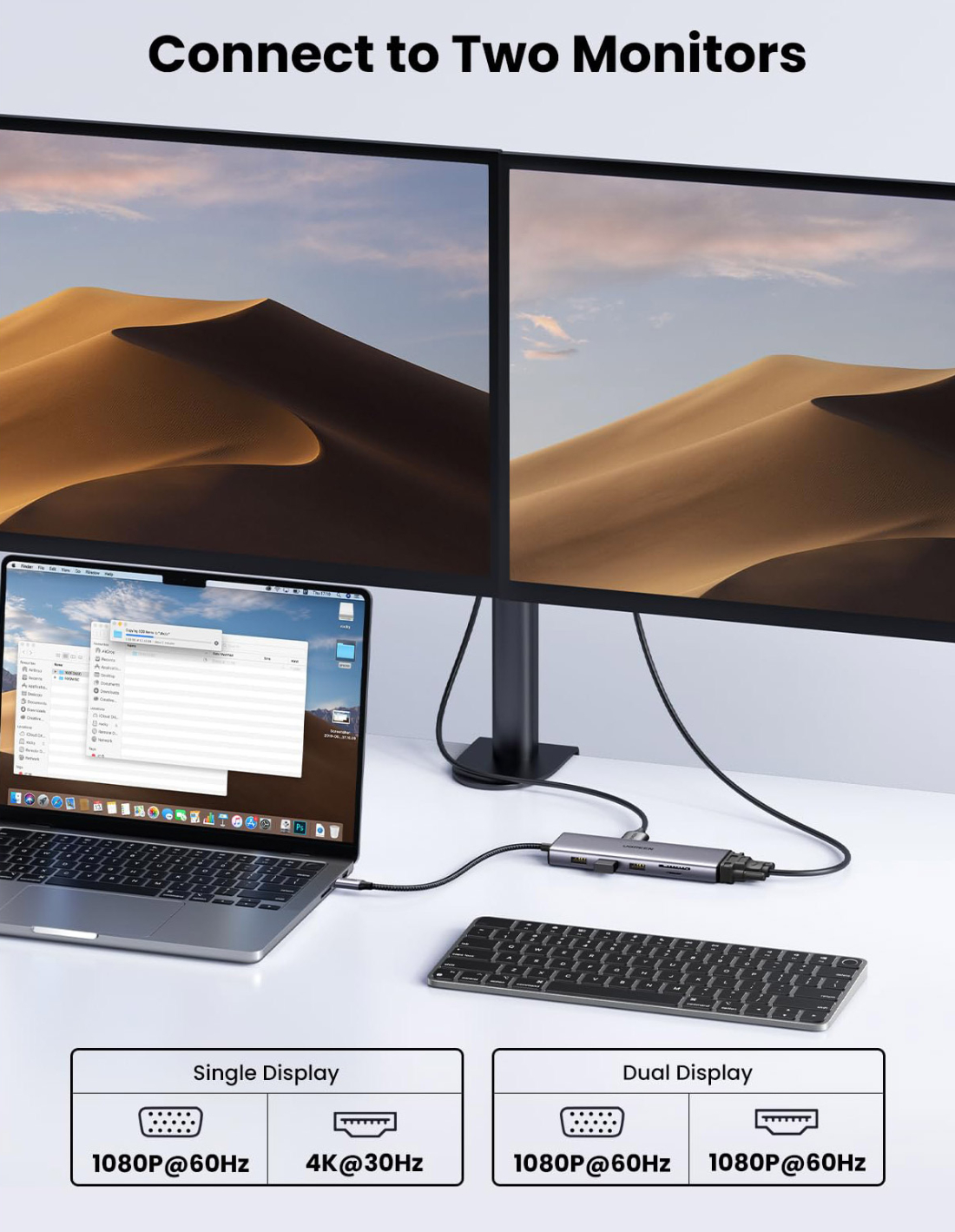 Док-станція USB3.1 Type-C -- HDMI 4K30Hz/VGA/USB 3.0х3/RJ45/SD/TF/PD/3,5мм TRRS 100W 10-in-1 CM498 (15601) на малюнкі №5