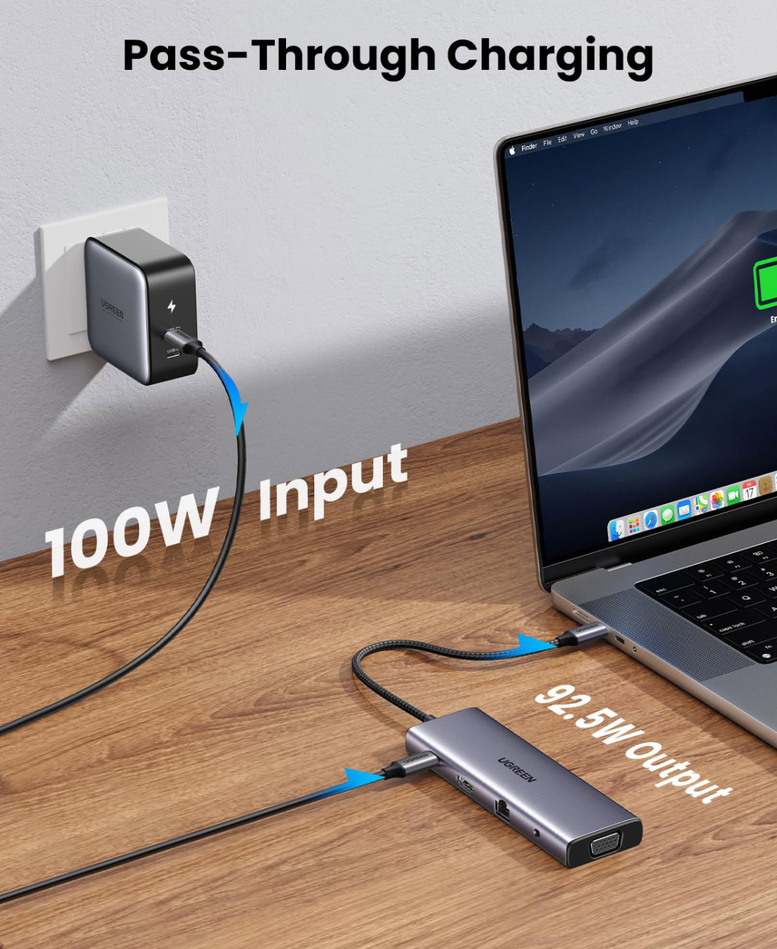 Док-станція USB3.1 Type-C -- HDMI 4K30Hz/VGA/USB 3.0х3/RJ45/SD/TF/PD/3,5мм TRRS 100W 10-in-1 CM498 (15601) на малюнкі №7