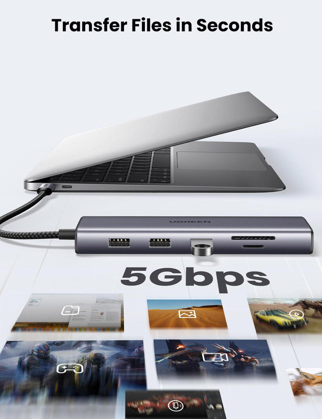 Док-станція USB3.1 Type-C -- HDMI 4K30Hz/VGA/USB 3.0х3/RJ45/SD/TF/PD/3,5мм TRRS 100W 10-in-1 CM498 (15601) на малюнкі №8