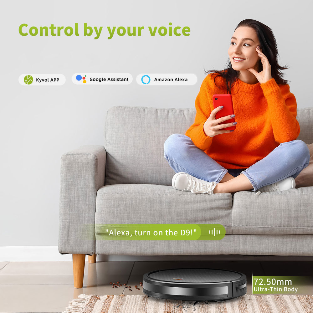 Робот пилосос Kyvol Cybovac D2 Random/500ml/2600 mA/1200 pa/Google Assistant, Amazon Alexa\Black (Kyvol D2) Чорний на малюнкі №9