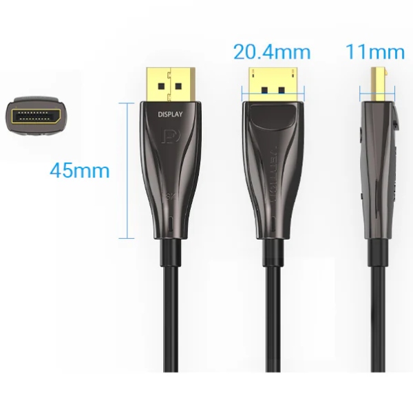 Кабель DisplayPort M - M 5.0м, V1.4, optical, 8K 60 Гц, зворотня сумісність, Zinc Alloy, Vention (HCBBJ) на малюнкі №2