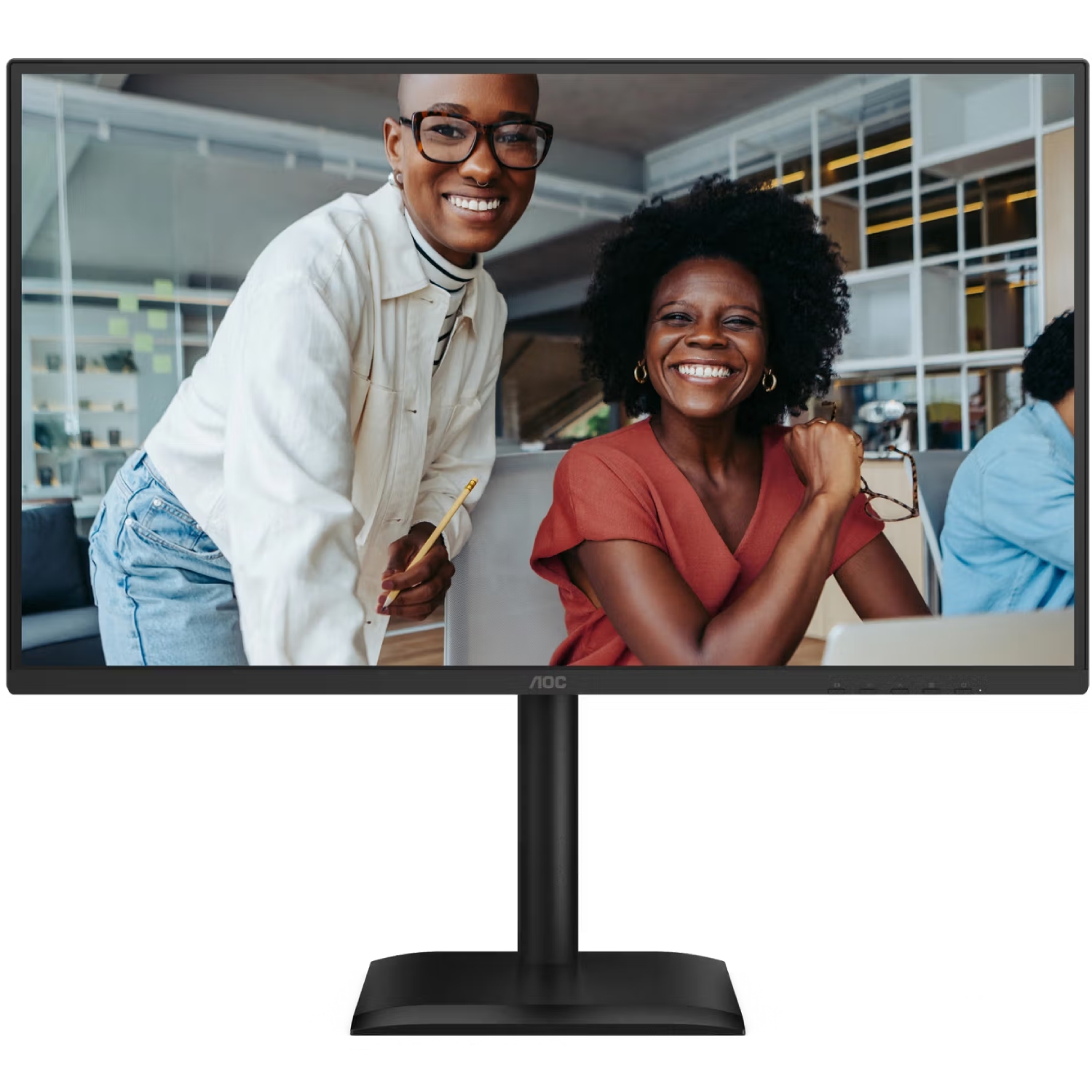 TFT 27 AOC 27E4U, IPS, 120Hz, VGA, HDMI, DP, USB-hub, HAS, Pivot, колонки (27E4U) Чорний на малюнкі №1