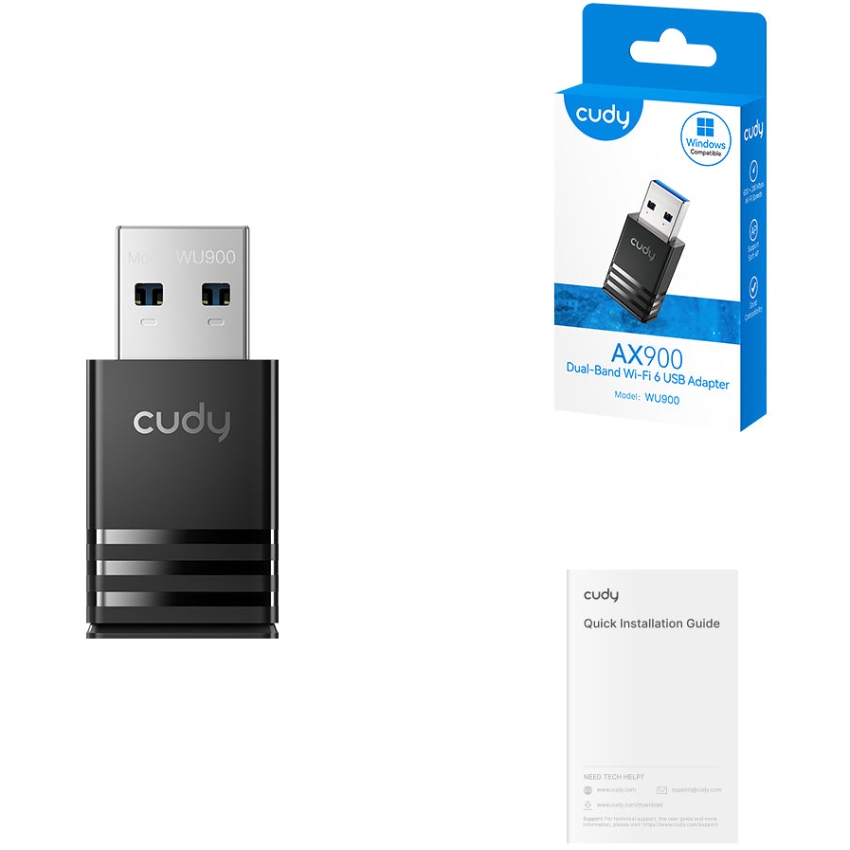Адаптер WiFi Cudy WU900, AX900 Wi-Fi 6 USB Adapter (WU900) на малюнкі №4