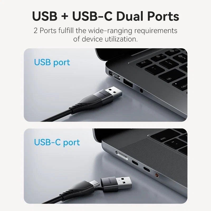 Перехідник HDMI F - USB-C/USB-A M 0.15м Aluminium Alloy, сірий Vention (ACYHB) на малюнкі №5