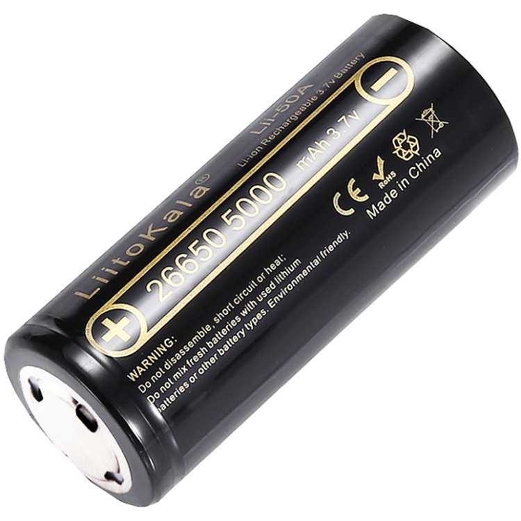 Акумулятор 26650 LiitoKala, Lii-50A-JT, 5000mAh, 3.7V li-ion battery, 1 pcs (Lii-50A-JT) на малюнкі №2