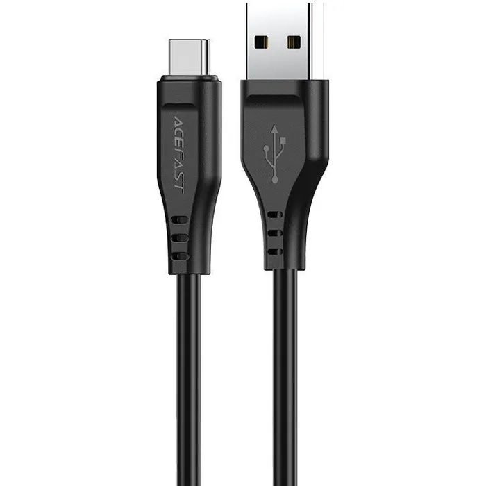 Кабель USB 2.0 AM-Type-C M, 1.2 м, 60W TPE C3-04 Black Acefast (6974316280866) Чорний на малюнкі №1