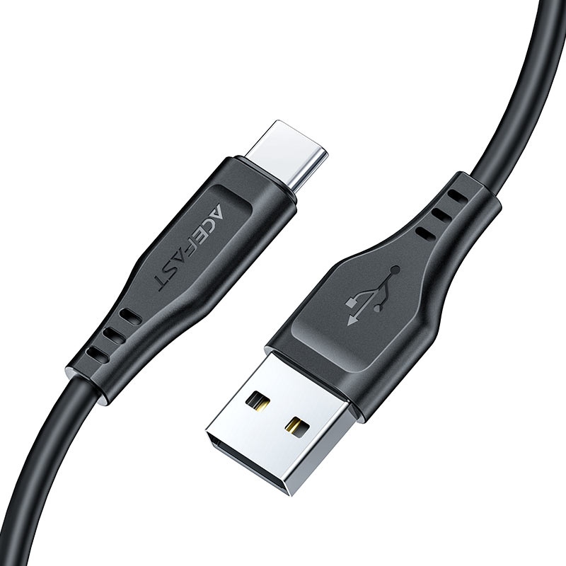 Кабель USB 2.0 AM-Type-C M, 1.2 м, 60W TPE C3-04 Black Acefast (6974316280866) Чорний на малюнкі №2