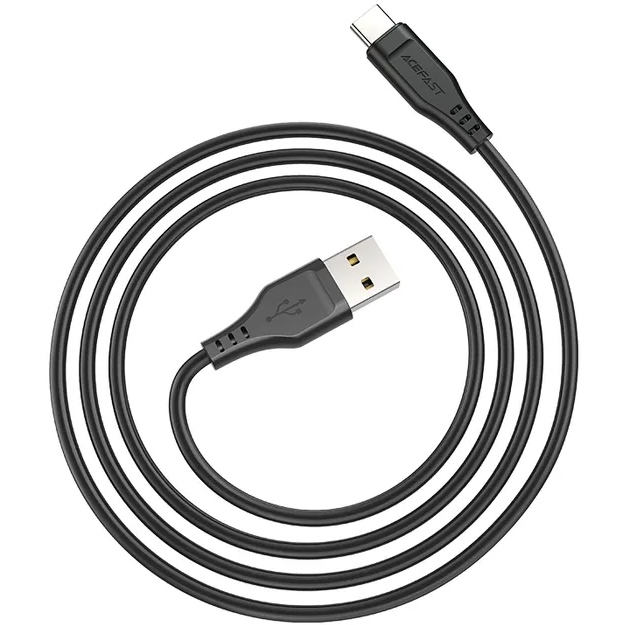 Кабель USB 2.0 AM-Type-C M, 1.2 м, 60W TPE C3-04 Black Acefast (6974316280866) Чорний на малюнкі №3