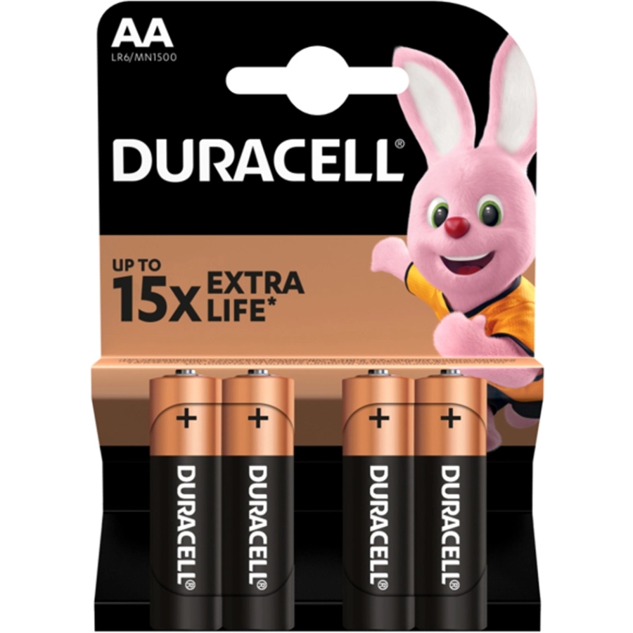 Батарейка AA/LR06, Лужна, Duracell MN1500, BL (4шт.) (6409641) на малюнкі №1