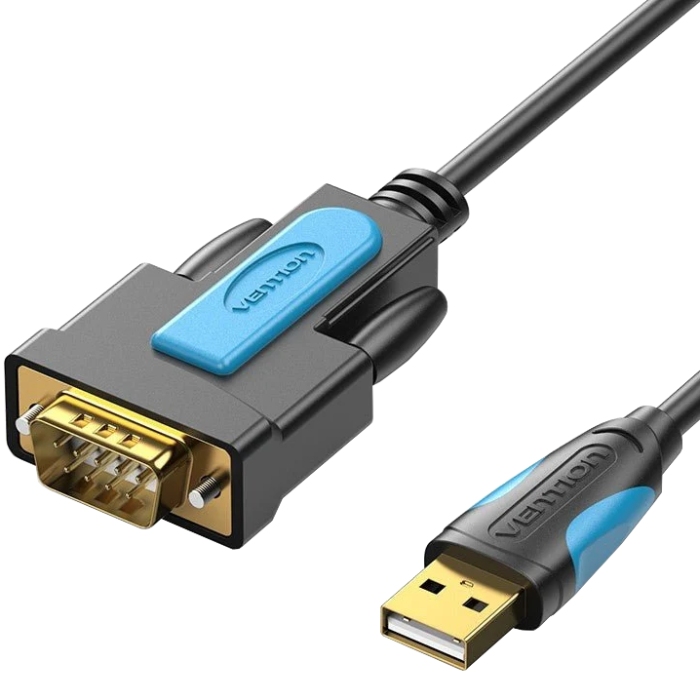 Кабель USB 2.0 AM - RS-232 M, 2.0м, PVC, Vention (VAS-C02-B200) Чорний на малюнкі №1