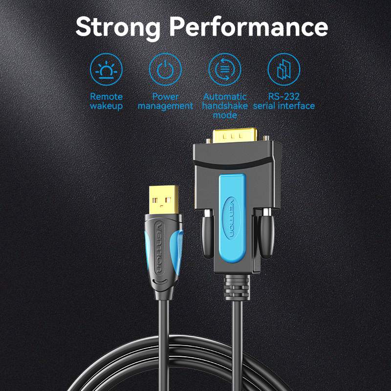 Кабель USB 2.0 AM - RS-232 M, 2.0м, PVC, Vention (VAS-C02-B200) Чорний на малюнкі №6