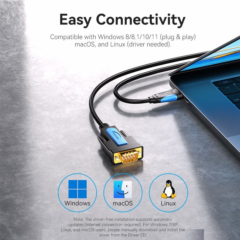 Кабель USB 2.0 AM - RS-232 M, 2.0м, PVC, Vention (VAS-C02-B200) Чорний на малюнкі №7
