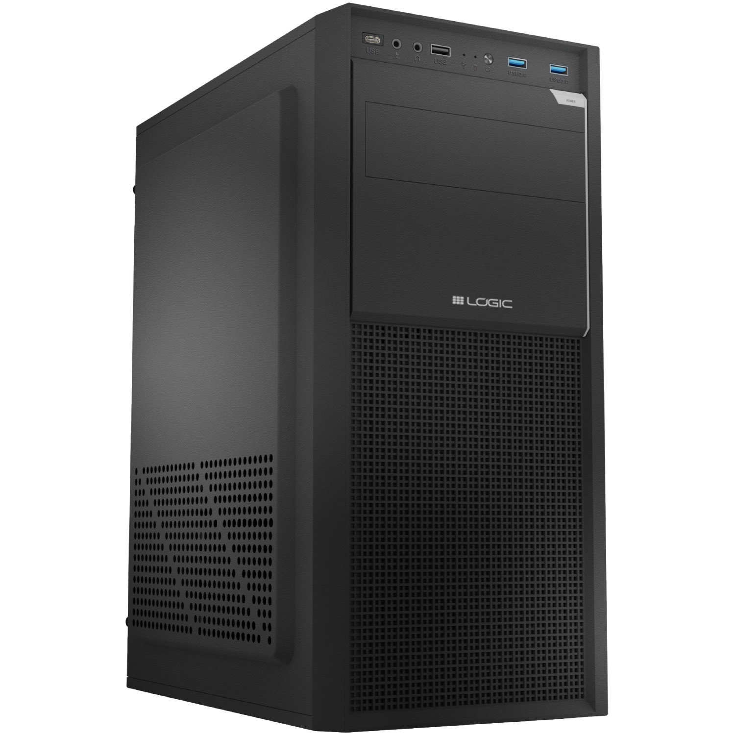 Корпус LogicConcept J23 PRO USB 3.0x2+2.0x1+TYPE-Cx1 BLACK без БЖ ATX (LC-A-J23PR-1F-B) Чорний на малюнкі №1
