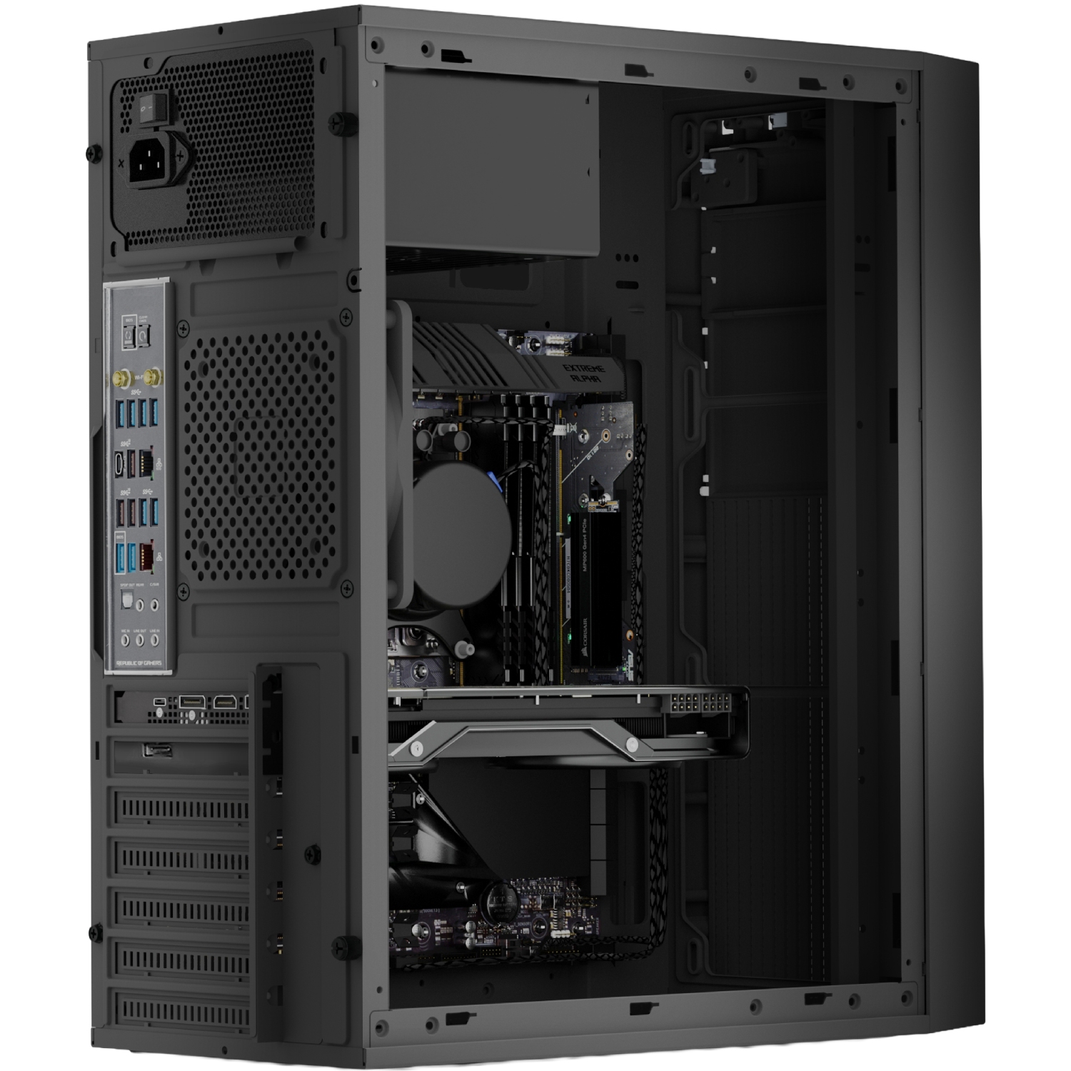 Корпус LogicConcept J23 PRO USB 3.0x2+2.0x1+TYPE-Cx1 BLACK без БЖ ATX (LC-A-J23PR-1F-B) Чорний на малюнкі №4