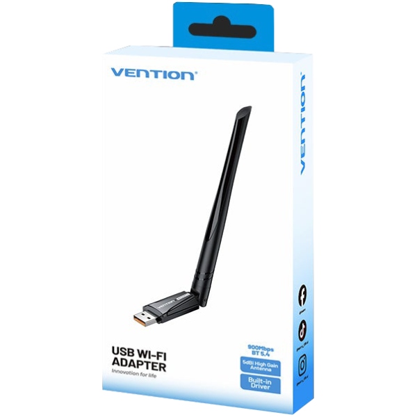 Адаптер WiFi/Bluetooth 5.4 Vention 2.4GHz/5GHz 286/601 Мбіт/с, USB (KDXB0) на малюнкі №2