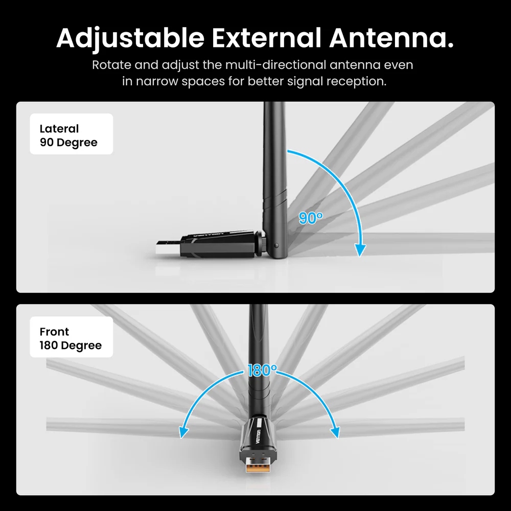 Адаптер WiFi/Bluetooth 5.4 Vention 2.4GHz/5GHz 286/601 Мбіт/с, USB (KDXB0) на малюнкі №3