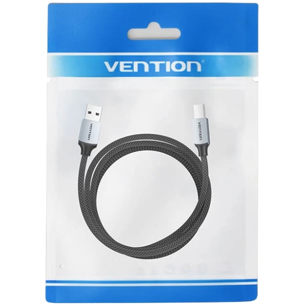 Кабель USB 2.0 AM-BM, 5.0 м, 480Mbps Printer, обплетення сірий Vention (CTTHJ) Чорний з сірим на малюнкі №3