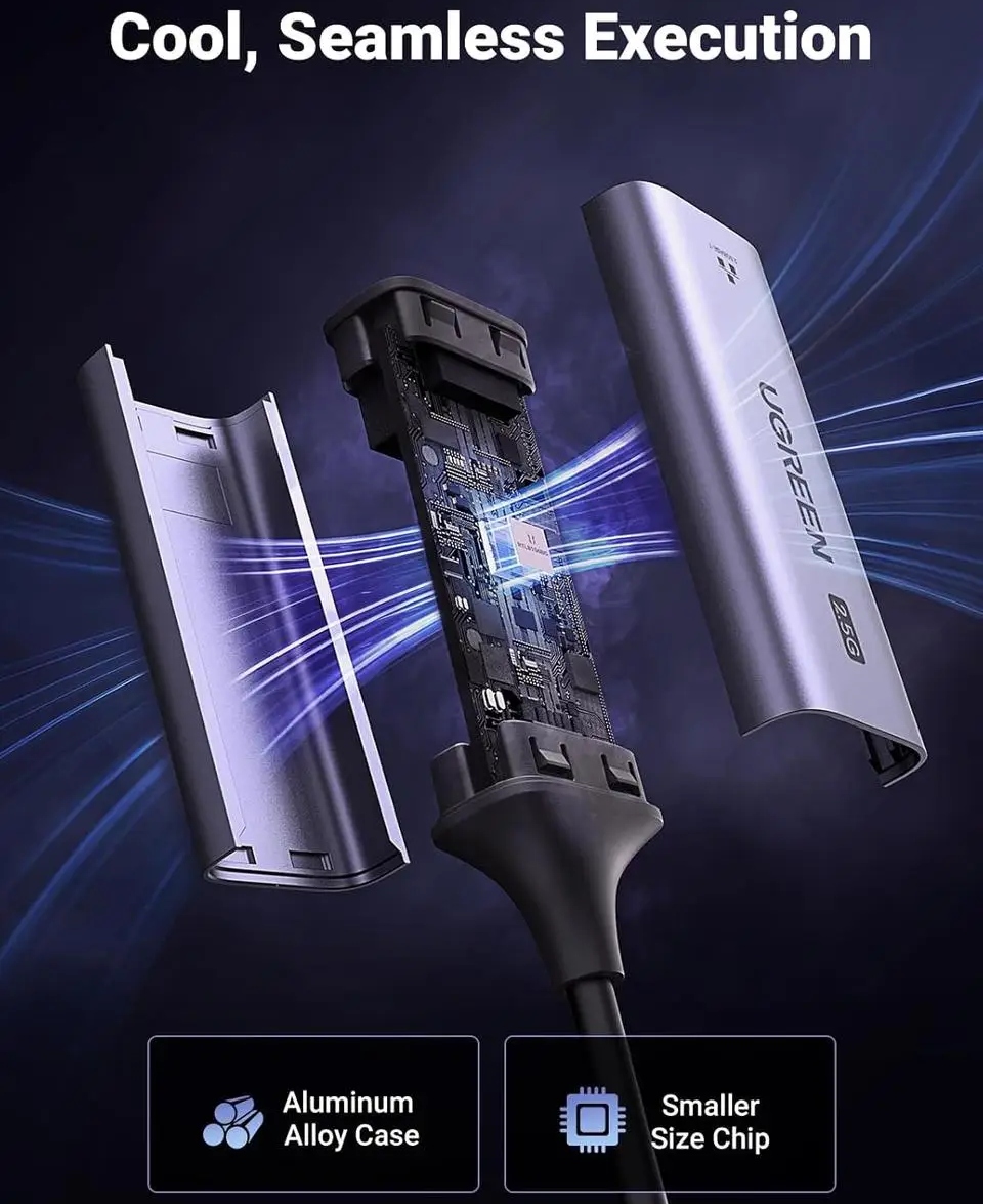 Перехідник USB 3.0 Type-A -- Ethernet RJ45 2.5Gb CM648 Ugreen чорний (25051) на малюнкі №7