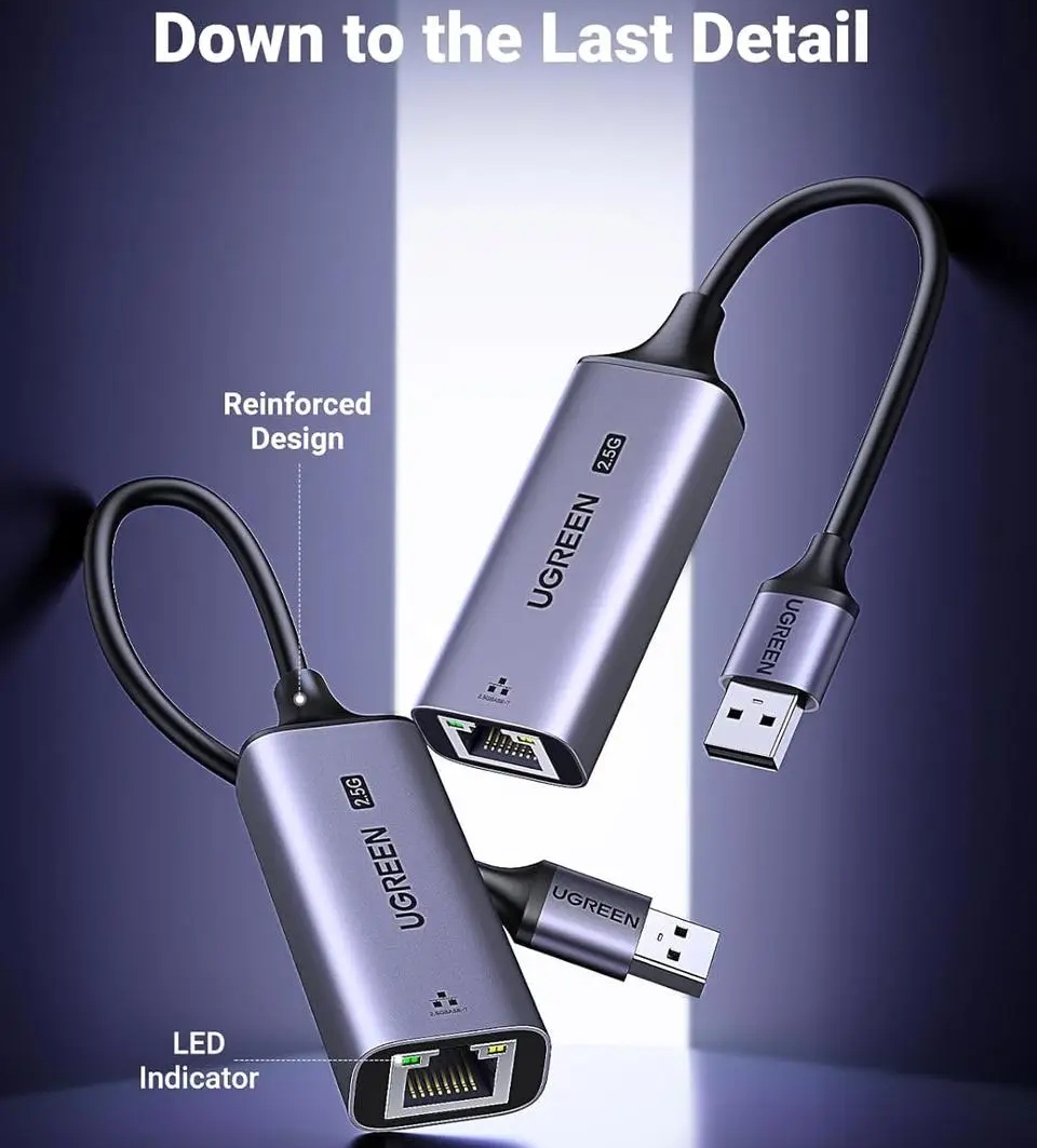 Перехідник USB 3.0 Type-A -- Ethernet RJ45 2.5Gb CM648 Ugreen чорний (25051) на малюнкі №8