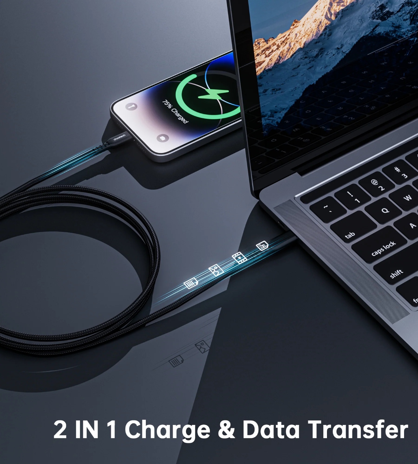 Кабель USB3.1 Type-C M-Lightning M, 1.8 м, MFi PD 20W, обплетення, чорний Choetech (XCL-1021-BK) на малюнкі №6