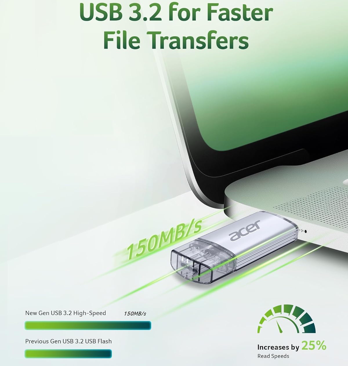 USB Flash Acer UT300 512GB Dual Drive USB-C&USB-A USB 3.2 Gen1, Retail (BL.9BWWA.592) Сірий на малюнкі №6