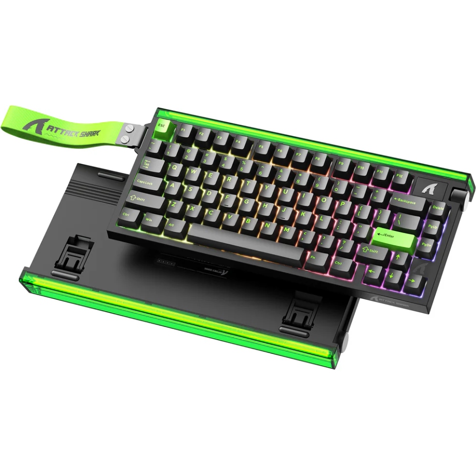 Клавіатура ігрова магнітна Attack Shark R85 HE 79кл. RGB, USB-C, Magnetic Switch Green (R85HEGRN_AS) Чорний на малюнкі №1