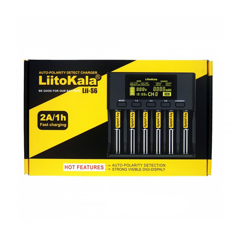 Зарядний пристрій LiitoKala Lii-S6, 6x(Lion/LiFePO4/NiMH/NiCd), Auto Polarity, Display+CAR charger (Lii-S6+CAR charger) на малюнкі №6