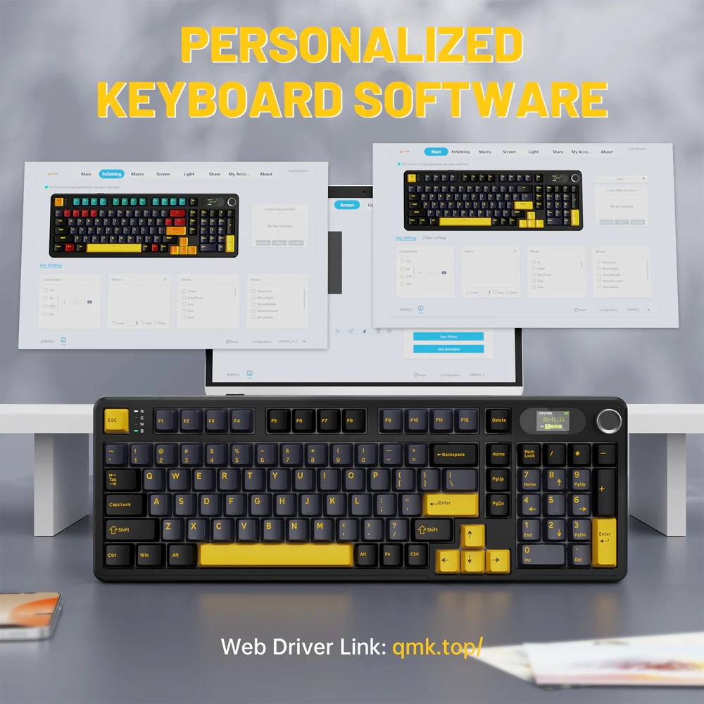 Клавіатура ігрова механічна Attack Shark X98 Pro 99кл. RGB, Wireless, TFT disp, Star Black (X98PROSB_AS) Чорний на малюнкі №7