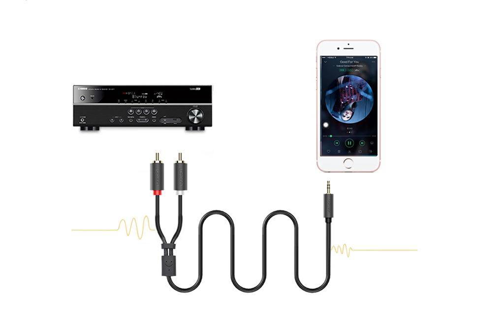 Кабель AUX Audio TRS - RCAx2 M/M 5.0м UGREEN AV102 (10513) Чорний на малюнкі №2