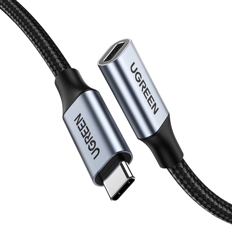 Кабель USB 3.1 Type-C M-F, 1 м, 5A （10Gbps）Чорний, US372 UGREEN