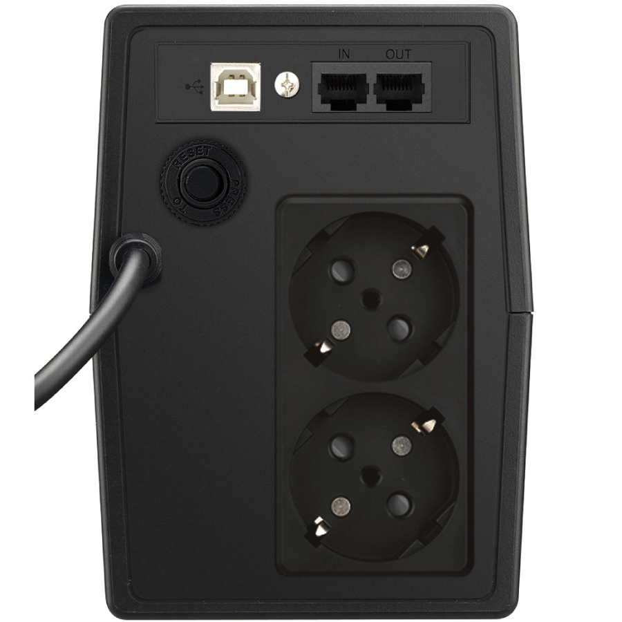 ДБЖ FSP FP650, 650VA/360W, Schuko*2, USB + RJ45, 230V/50Hz, Black (PPF3601402) на малюнкі №3