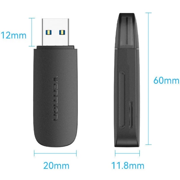 Card Reader USB 3.0, 2-слота SD/TF чорний Vention (CLGB0) на малюнкі №3