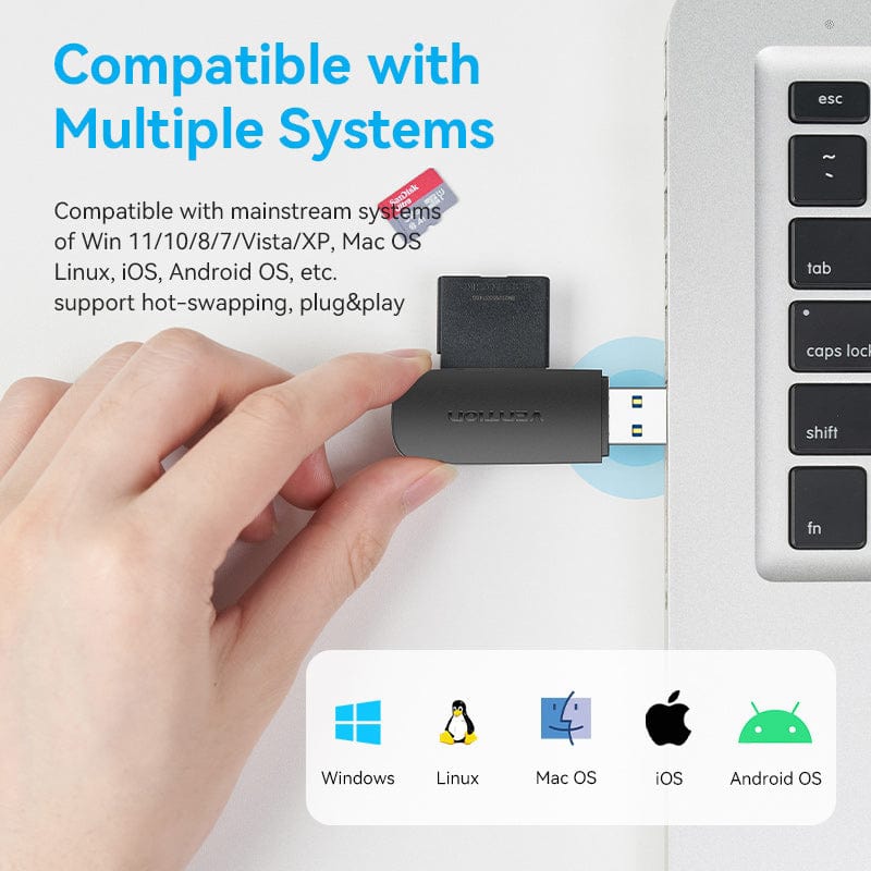 Card Reader USB 3.0, 2-слота SD/TF чорний Vention (CLGB0) на малюнкі №8