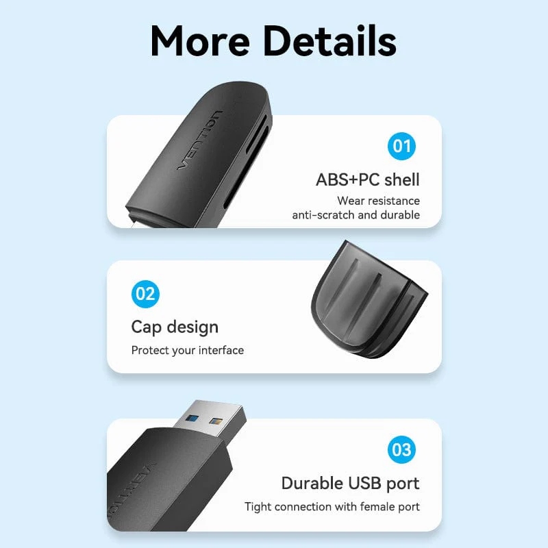 Card Reader USB 3.0, 2-слота SD/TF чорний Vention (CLGB0) на малюнкі №9