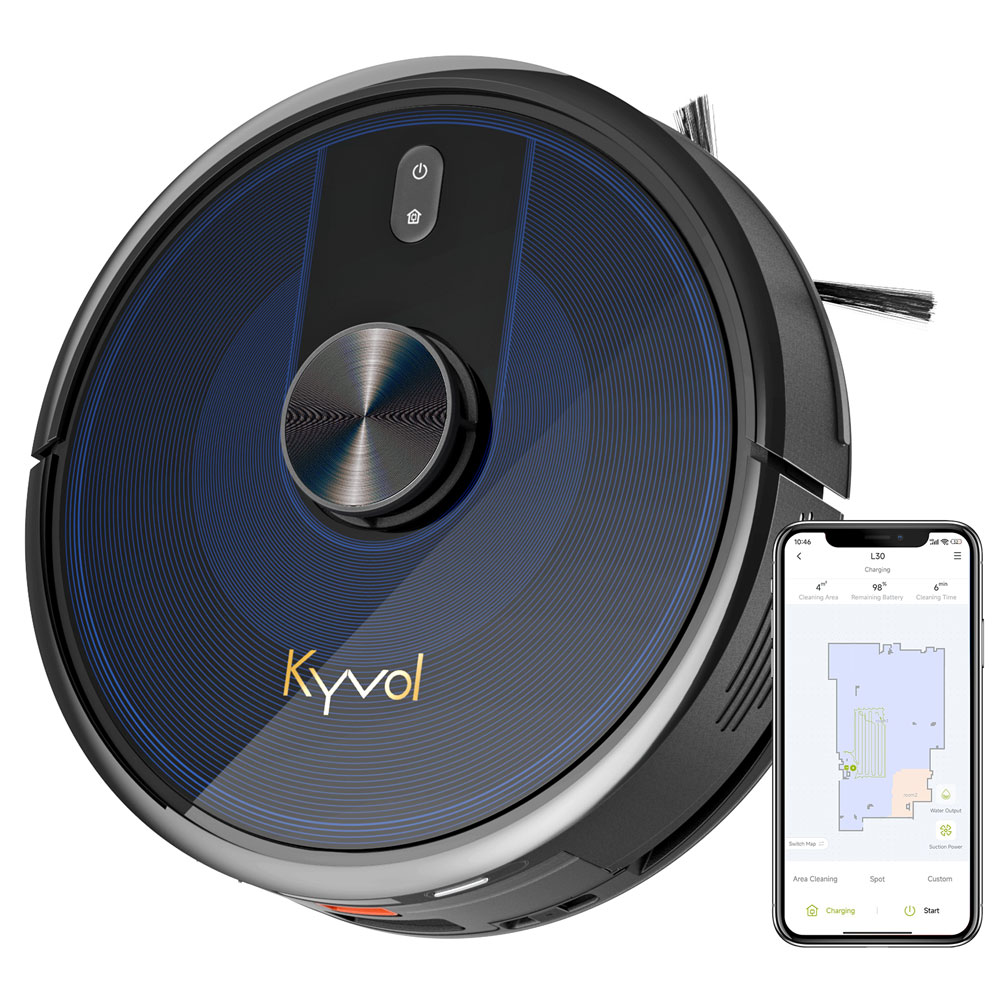 Робот пилосос Kyvol Cybovac L30 Lidar/210ml+210ml/2600 mA/2500 pa/Google Assistant,Amazon Alexa (Kyvol L30) Чорний на малюнкі №2