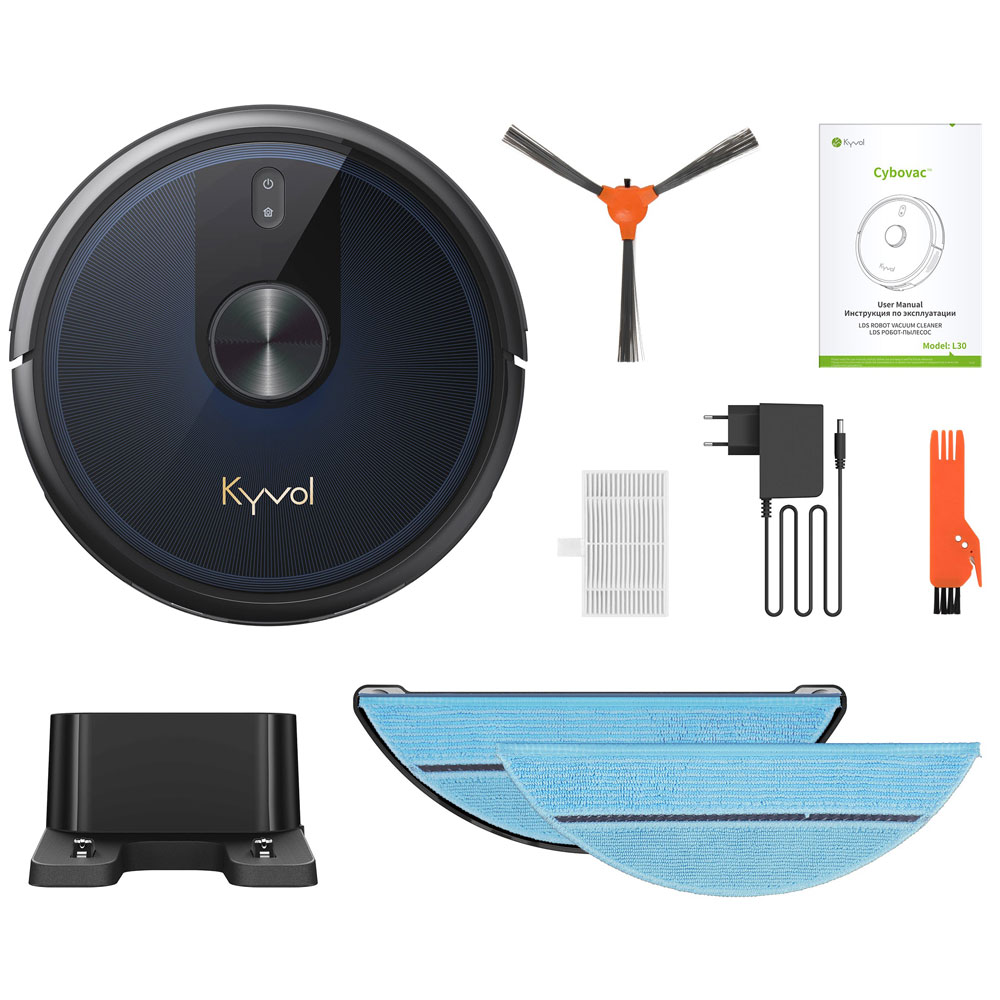 Робот пилосос Kyvol Cybovac L30 Lidar/210ml+210ml/2600 mA/2500 pa/Google Assistant,Amazon Alexa (Kyvol L30) Чорний на малюнкі №4