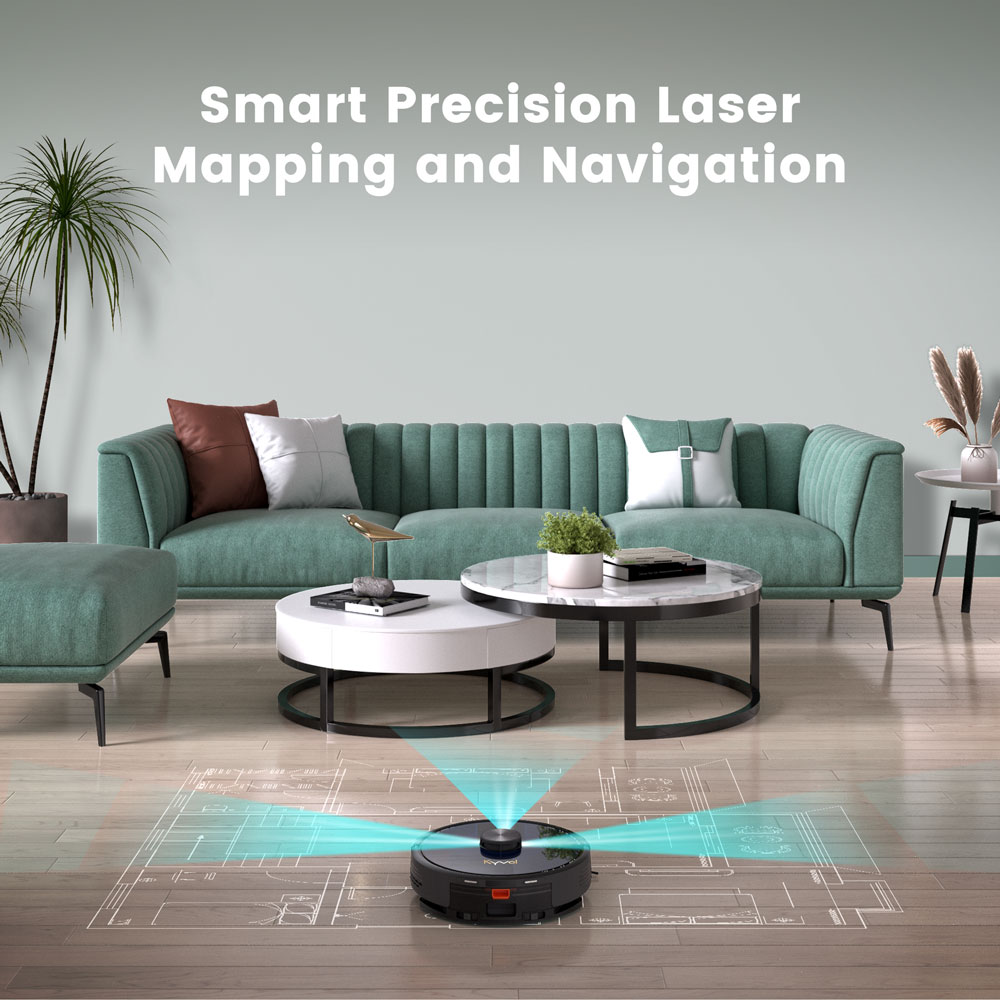 Робот пилосос Kyvol Cybovac L30 Lidar/210ml+210ml/2600 mA/2500 pa/Google Assistant,Amazon Alexa (Kyvol L30) Чорний на малюнкі №8