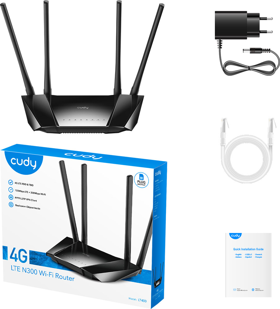 Маршрутизатор Cudy LT400, N300 Wi-Fi 4G LTE Cat4 Router (LT400) на малюнкі №5
