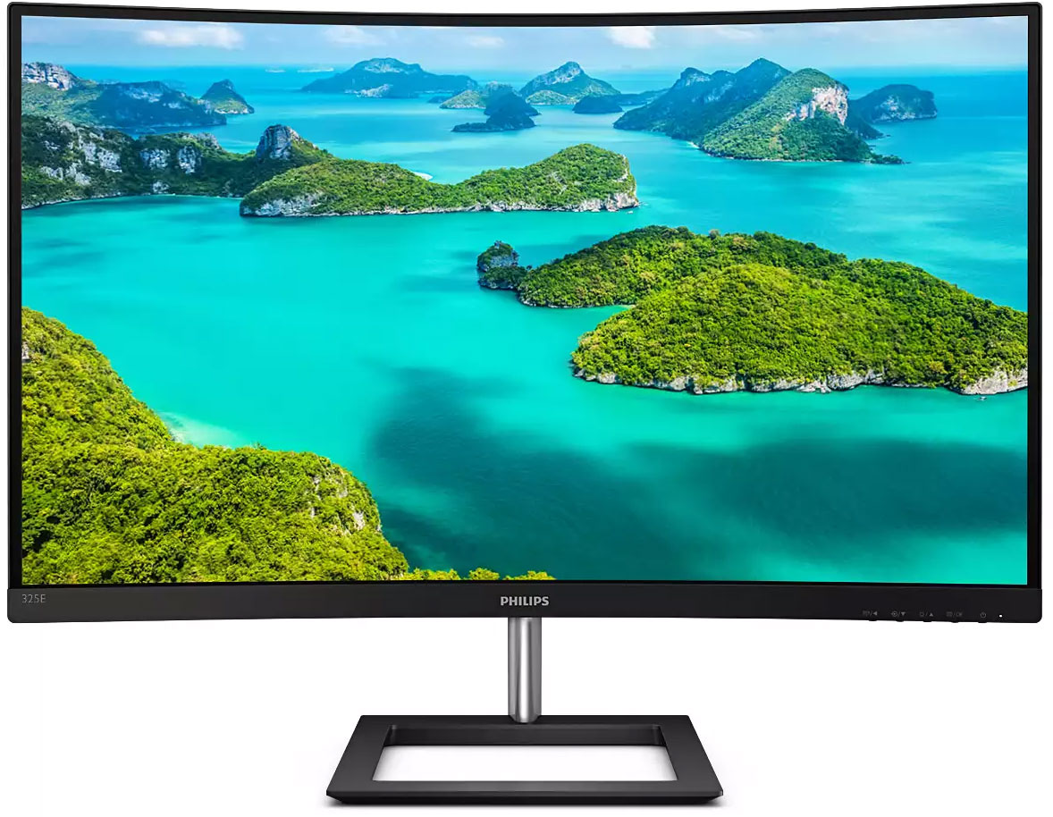 TFT 31.5 Philips 325E1C, VA, QHD, вигнутий, VGA, HDMI, DP (325E1C/00) чорний з сріблястим на малюнкі №1