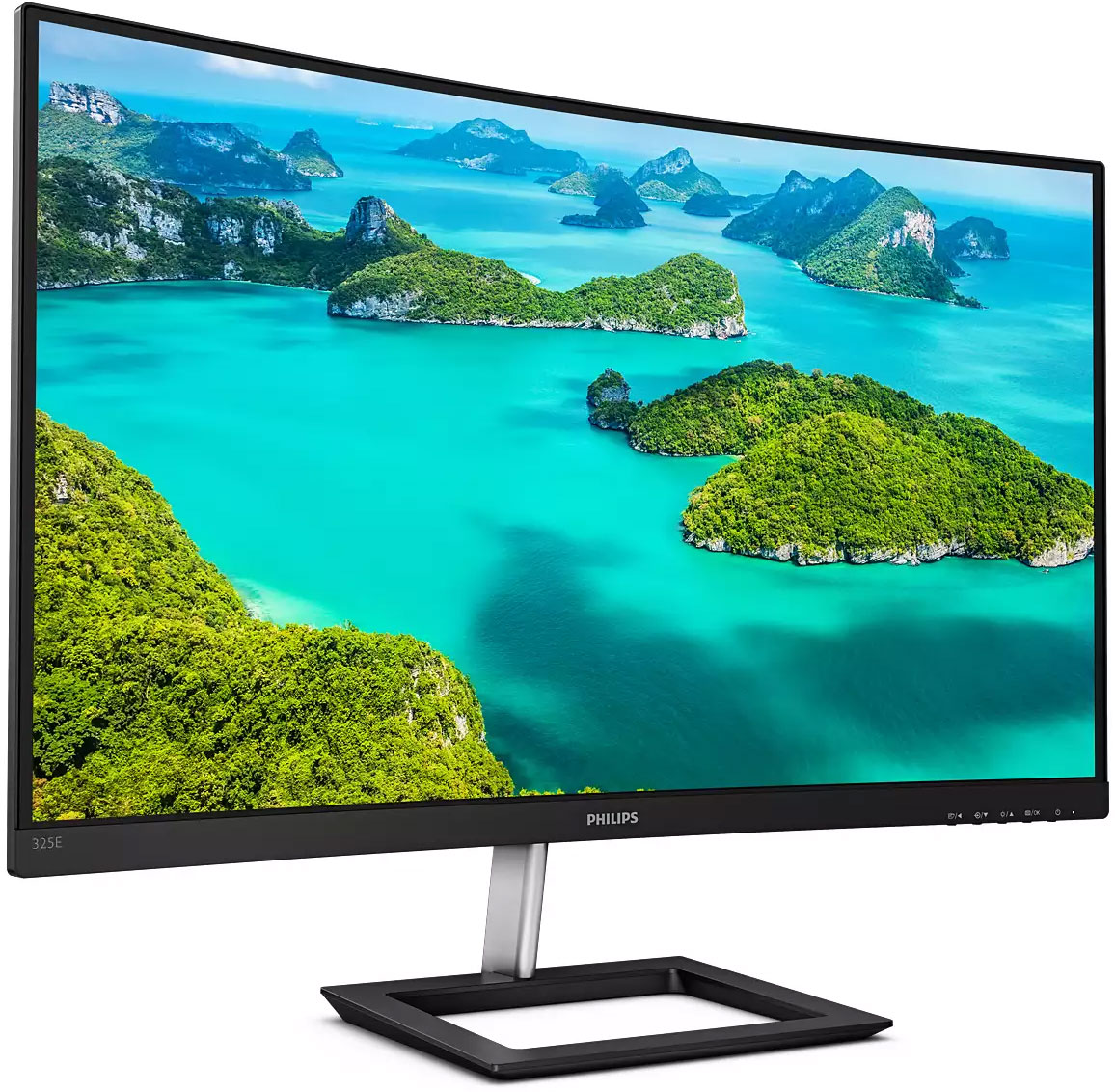 TFT 31.5 Philips 325E1C, VA, QHD, вигнутий, VGA, HDMI, DP (325E1C/00) чорний з сріблястим на малюнкі №2