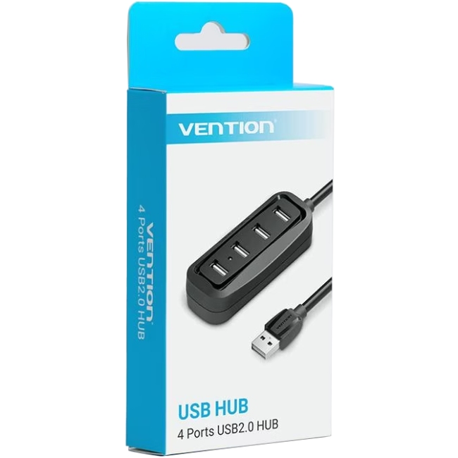 Хаб USB 2.0 - 4xUSB-A 2.0, 1,0м, чорний Vention (VAS-J43-B100) на малюнкі №3