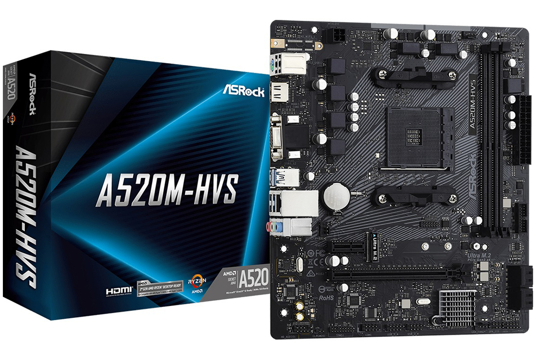 ASRock (AM4/A520, 2*DDR4, PCIex16, D-Sub/HDMI, 4xSATA, M.2, GLan, 8ch, mATX) (A520M-HVS) на малюнкі №5