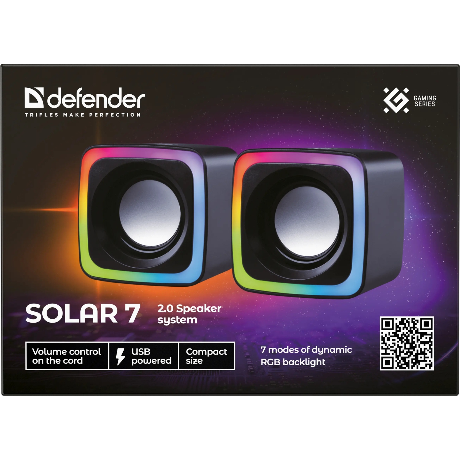 Акустична система 2.0 Defender Solar 7, 6Вт, RGB підсвітка, USB, чорна (65117) на малюнкі №8