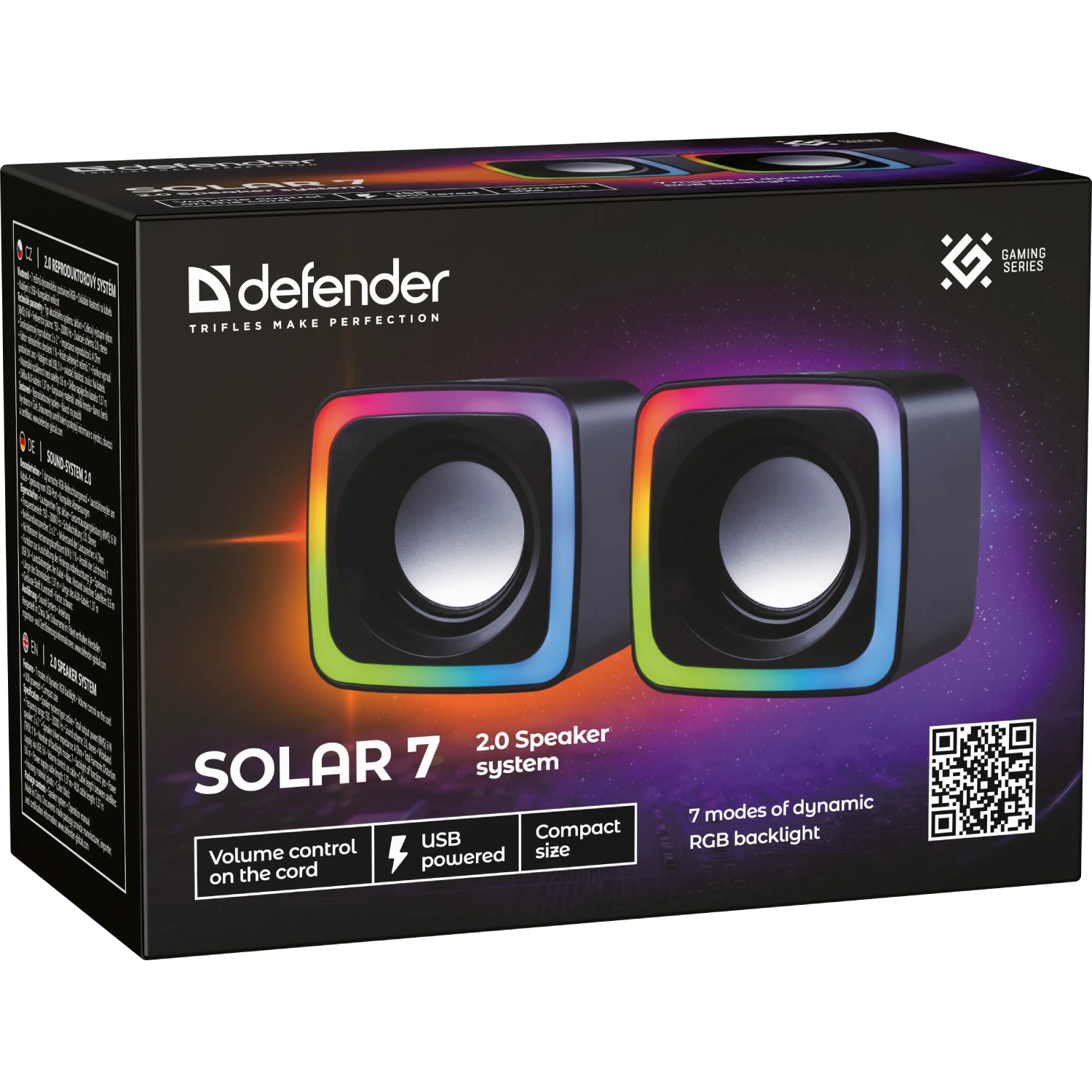 Акустична система 2.0 Defender Solar 7, 6Вт, RGB підсвітка, USB, чорна (65117) на малюнкі №9