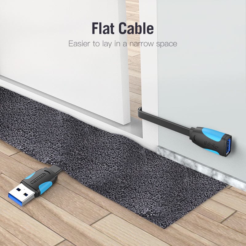 Кабель продовжувач USB 3.0 AM-AF, 3.0м, Flat design, Nickel Plating PVC, Vention (VAS-A13-B300) Чорний на малюнкі №5