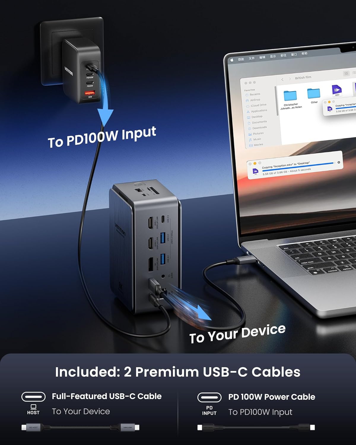 Док-станція USB3.2 Type-C -- HDMIx2, 8K30Hz/DP/USB-C3.2/2xUSB-A3.2/USB-A2.0/SD/TF/RJ45/3.5mm TRRS/P (TFXH0) на малюнкі №7