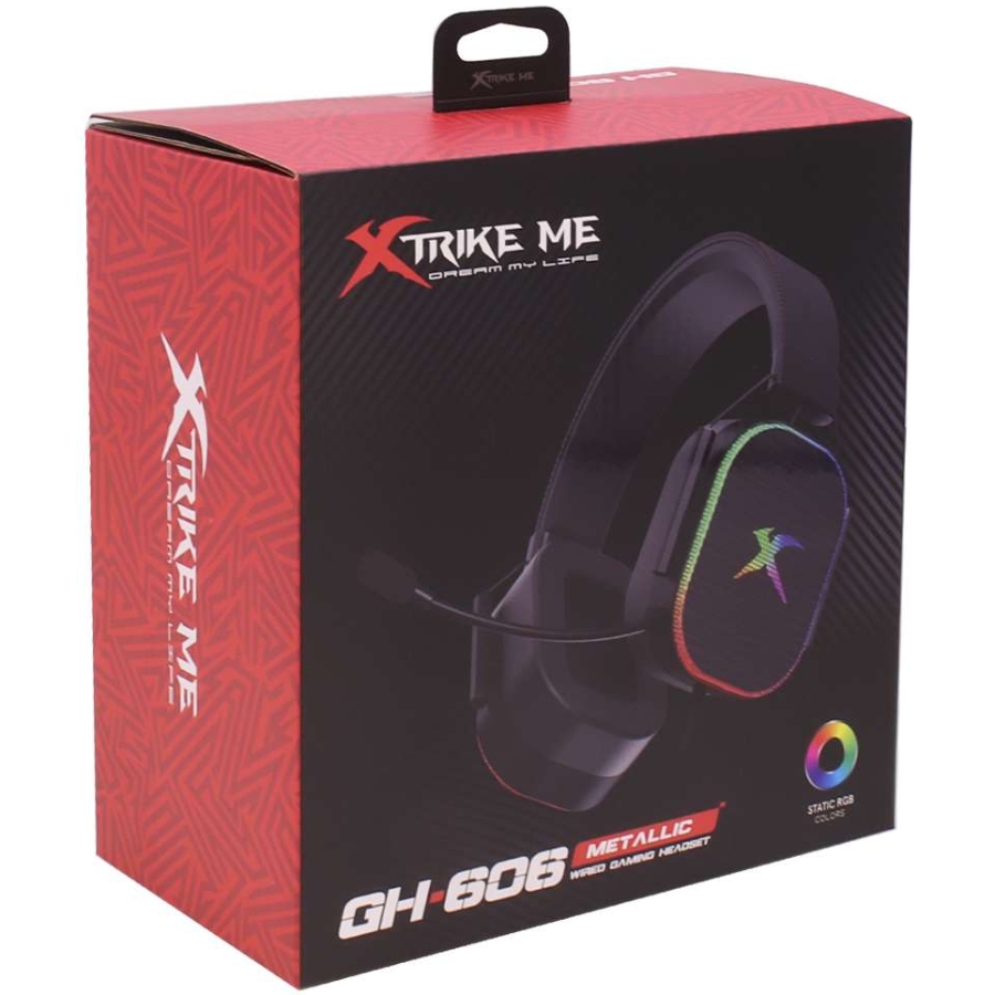 Ігрова гарнітура XTRIKE ME XBOX/PS/PC, USB+3,5 мм, статичне RGB, кабель 2м, чорна (GH-606) Чорний на малюнкі №4