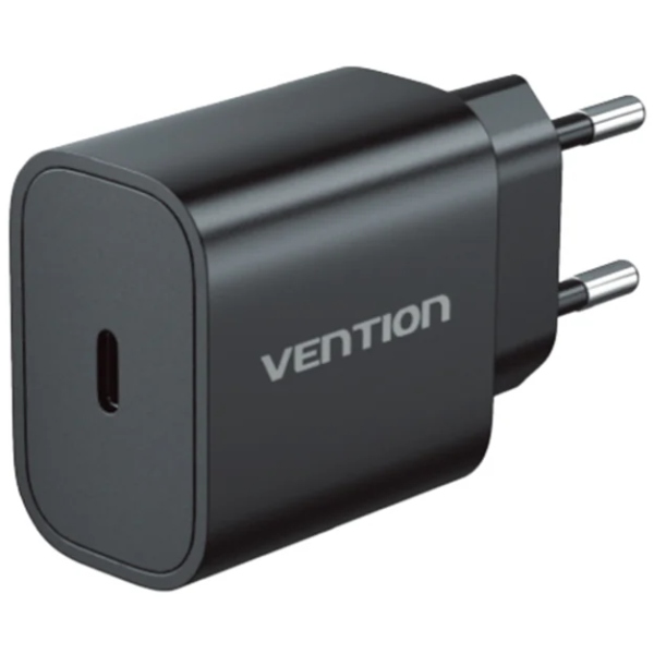 Зарядний пристрій 1xUSB-C 20W + USB-C to Lightning cable М-М Black Vention (G17B0-EU) на малюнкі №2