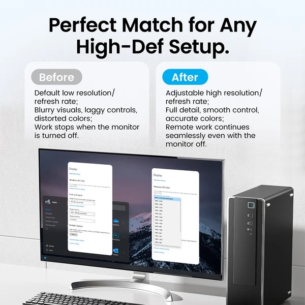 Перехідник - емулятор DisplayPort M 4K 17Гц, Aluminium alloy, голубий, Vention (AIYH0) на малюнкі №6